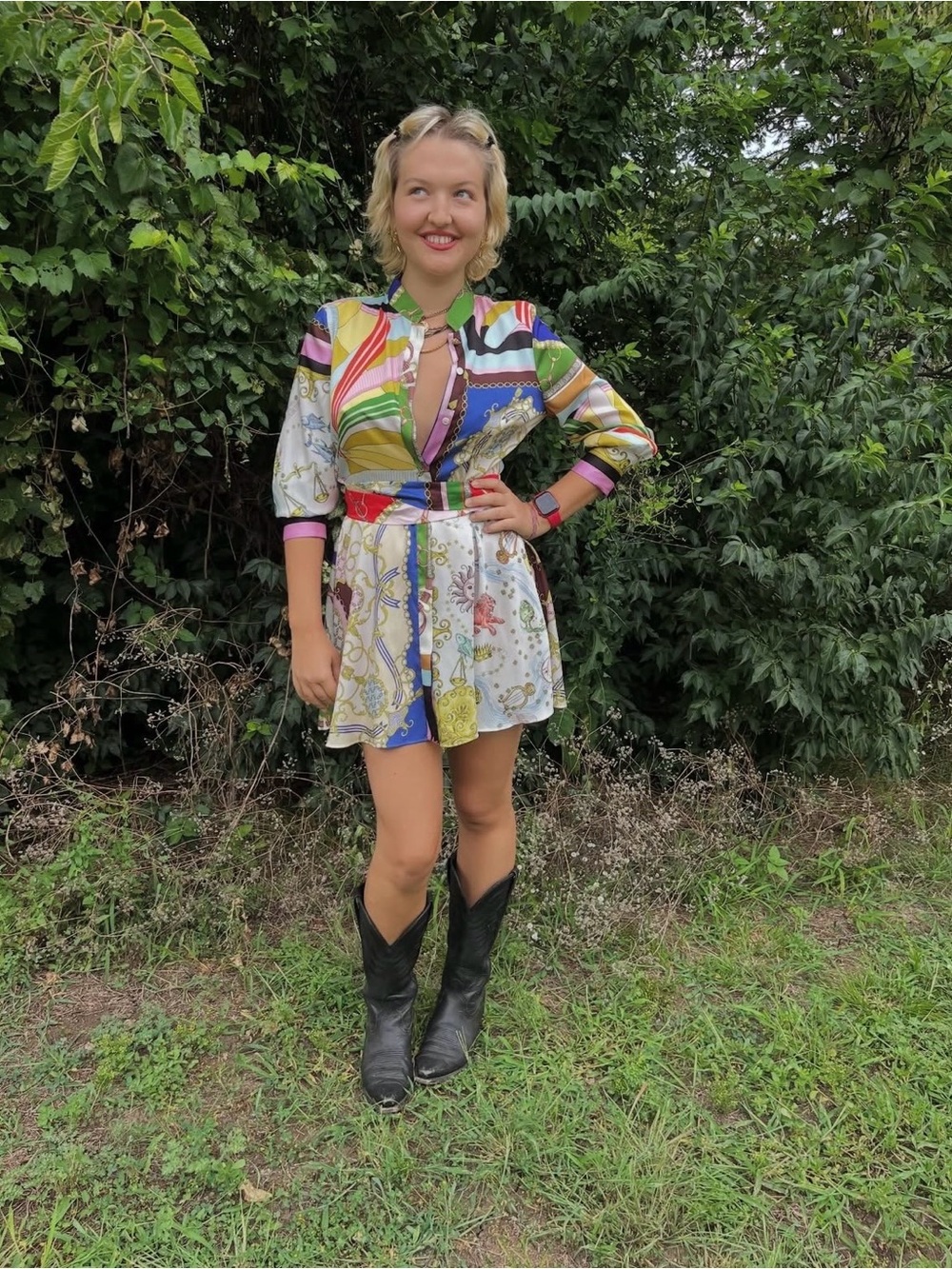Zara Zodiac Multicolor Printed Mini Dress